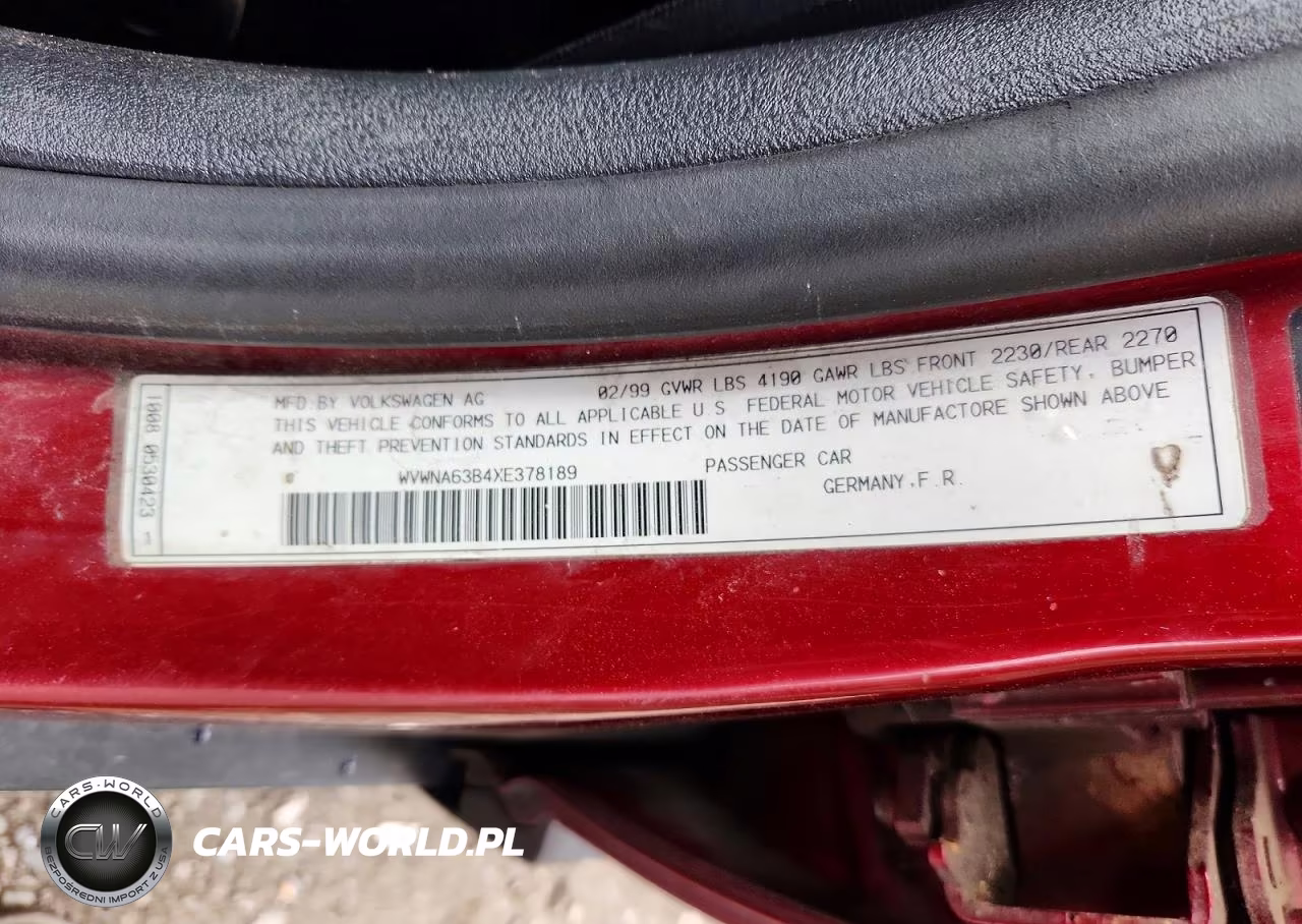 1999 Volkswagen Passat Gls VIN:WVWNA63B4XE378189 - 14