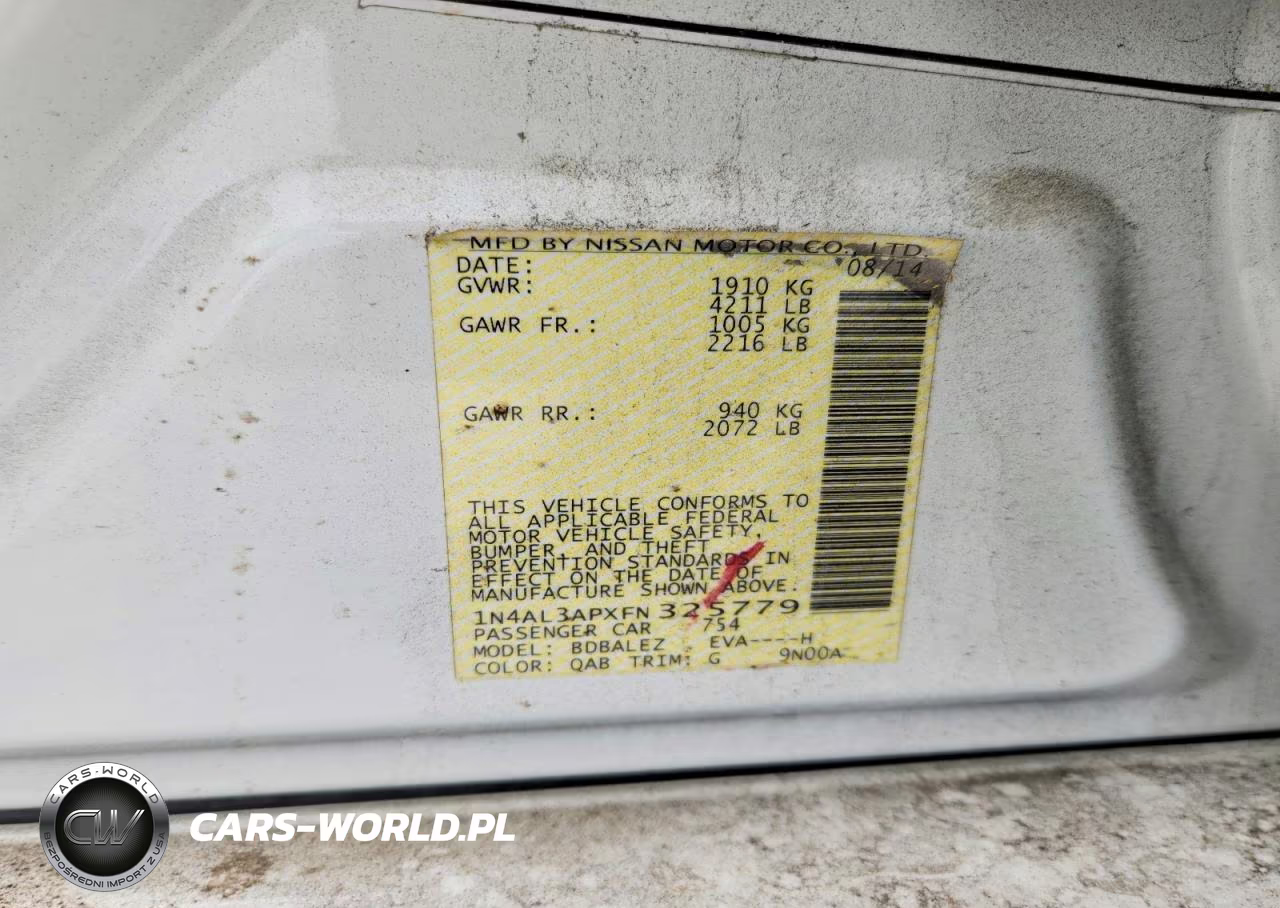 2015 Nissan Altima 2.5 S VIN:1N4AL3APXFN325779 - 12