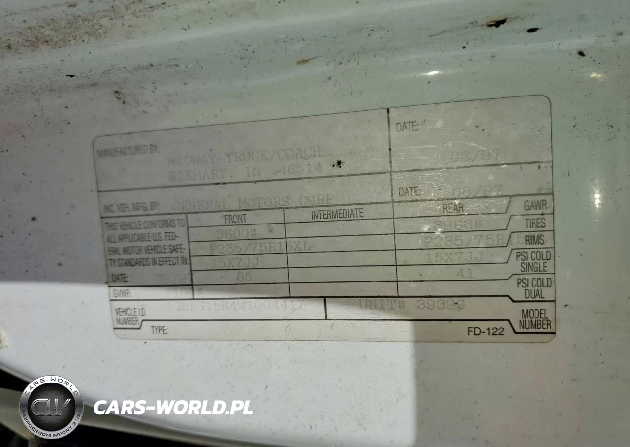 1998 Chev Express VIN:1GBFG15R4W1004417 - 13
