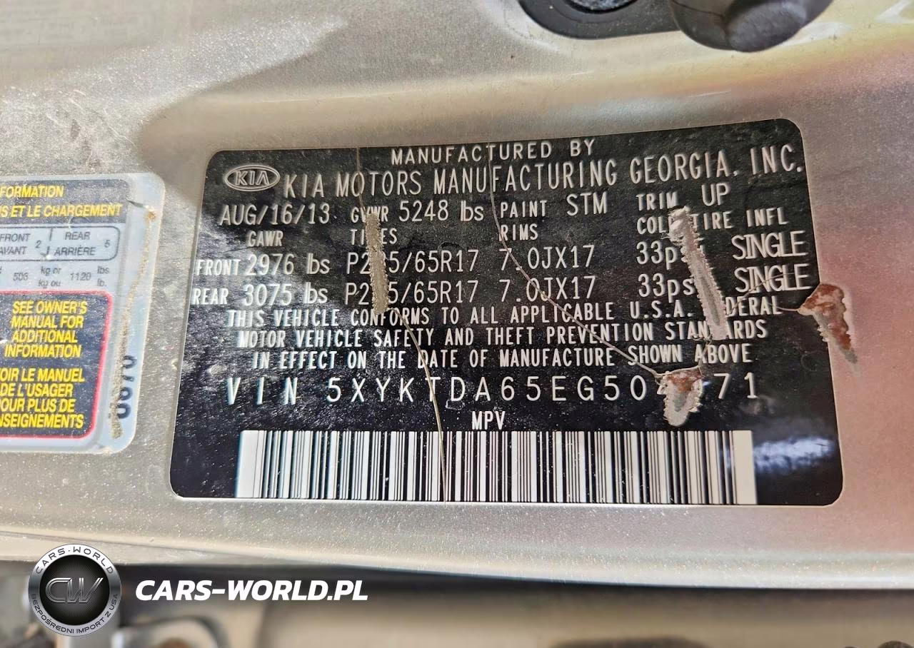 2014 Kia Sorento Lx VIN:5XYKTDA65EG504071 - 13