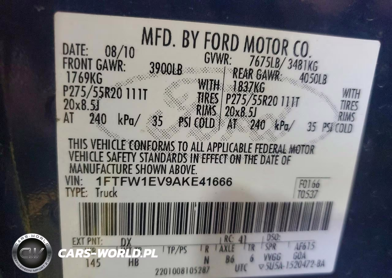 2010 Ford F150 Supercrew VIN:1FTFW1EV9AKE41666 - 12