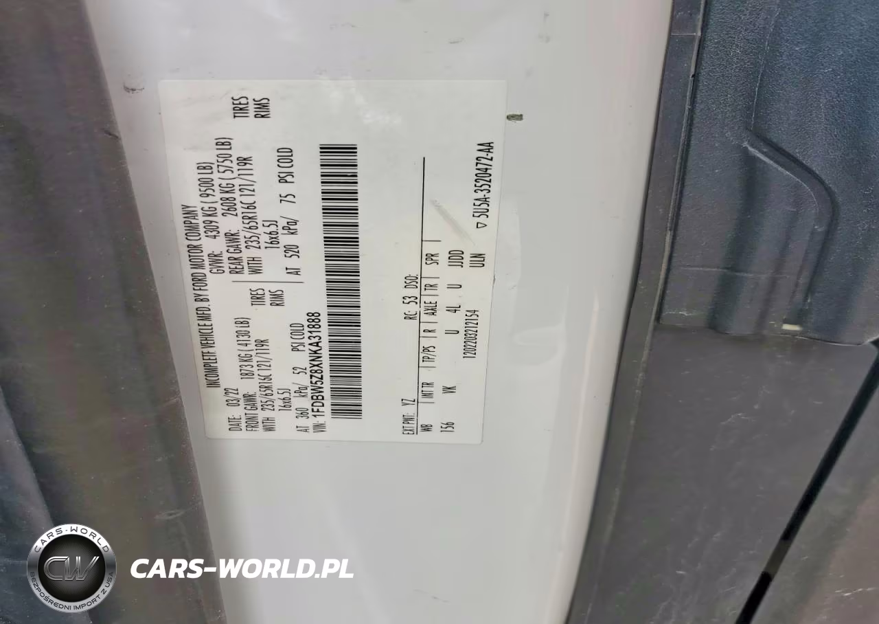 2022 Ford Transit Delivery Truck VIN:1FDBW5Z8XNKA31888 - 12