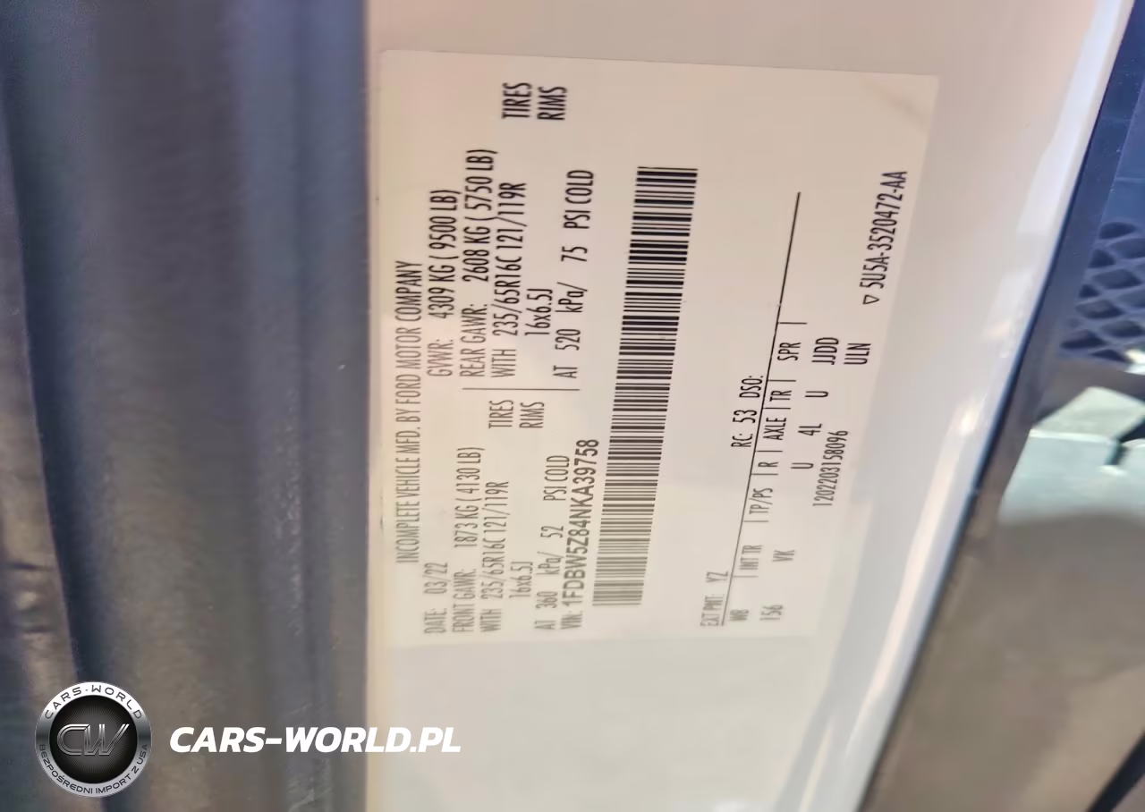 2022 Ford Transit Delivery Truck VIN:1FDBW5Z84NKA39758 - 13