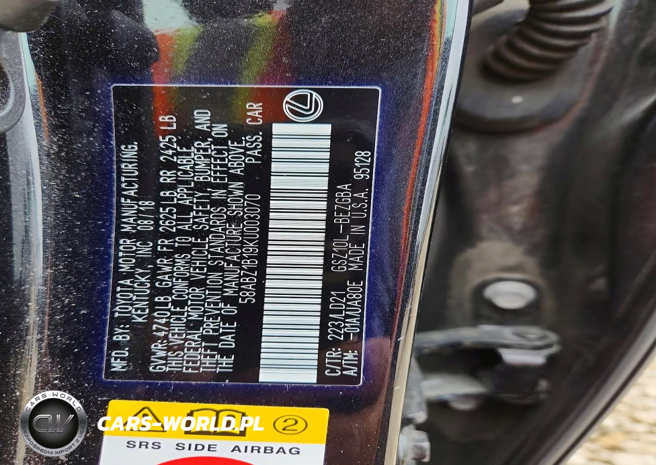 2019 Lexus Es 350 VIN:58ABZ1B19KU003070 - 12