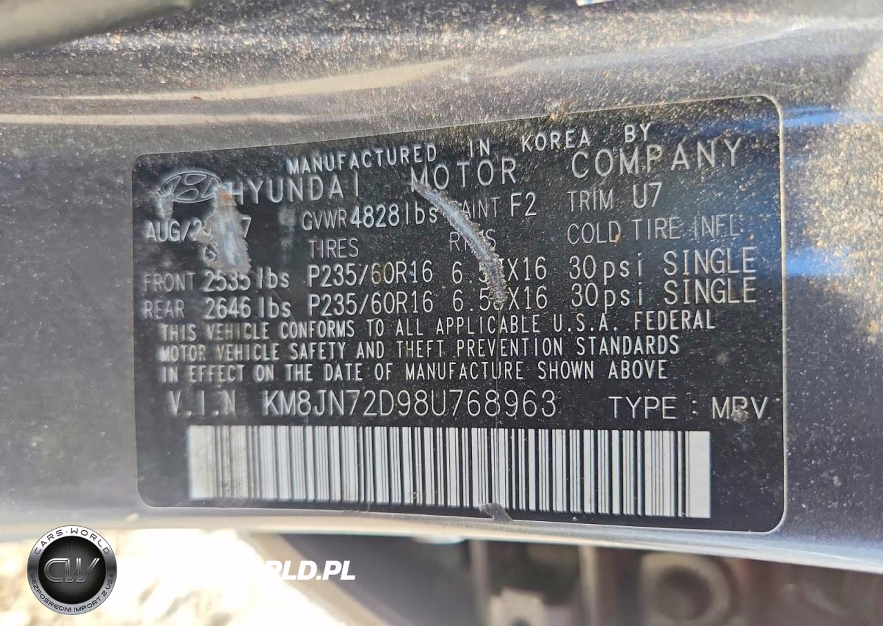 2008 Hyundai Tucson Se VIN:KM8JN72D98U768963 - 13