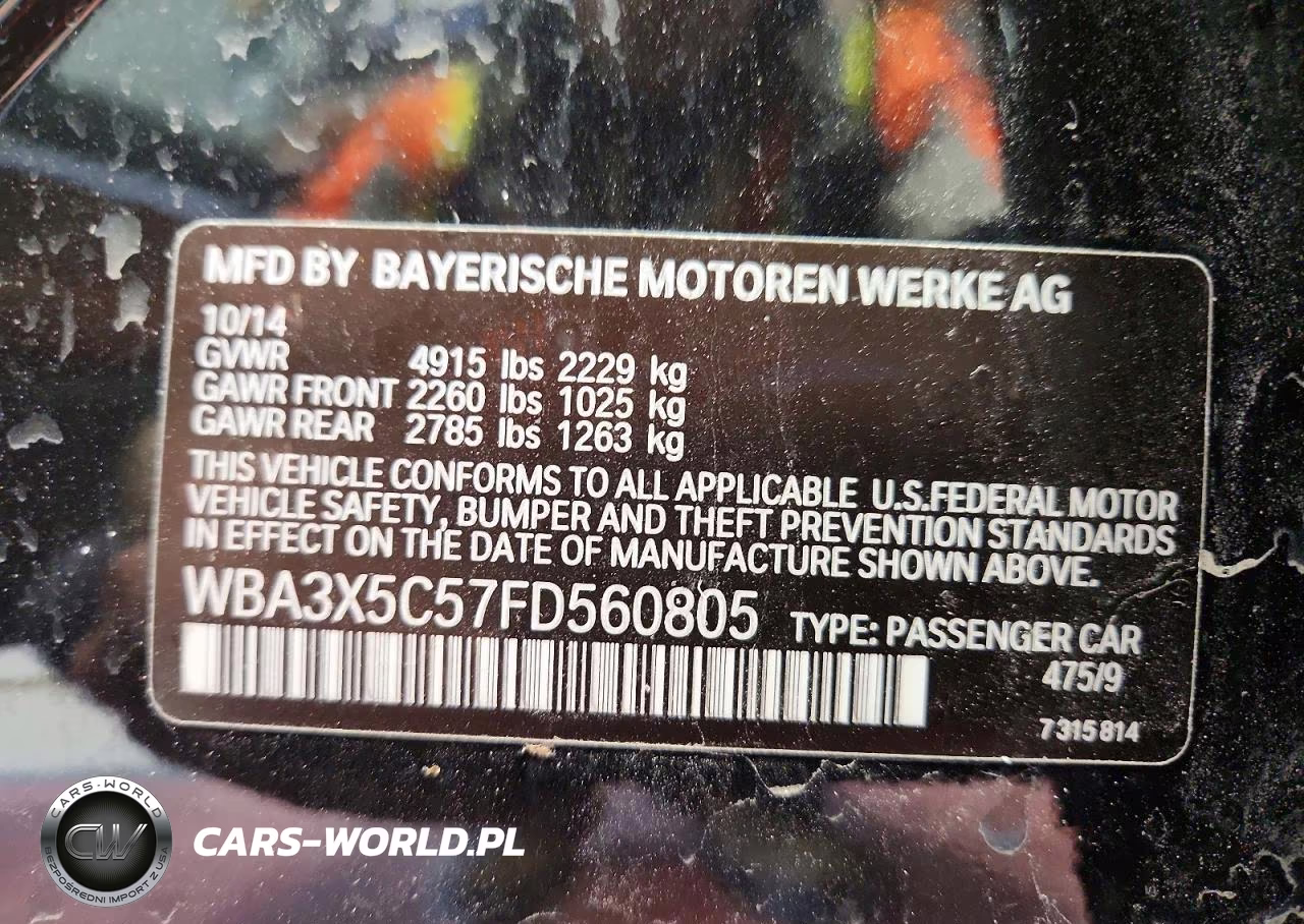 2015 BMW 328 Xigt VIN:WBA3X5C57FD560805 - 12