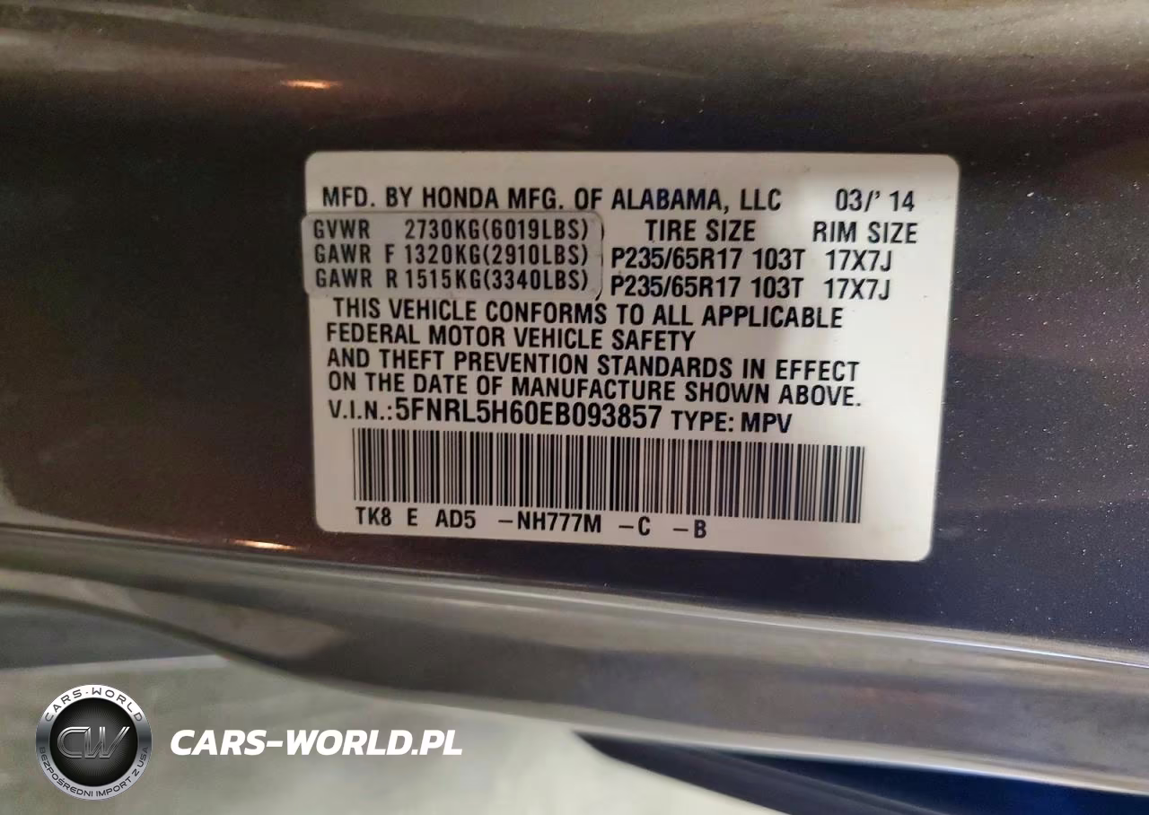 2014 Honda Odyssey Exl VIN:5FNRL5H60EB093857 - 13
