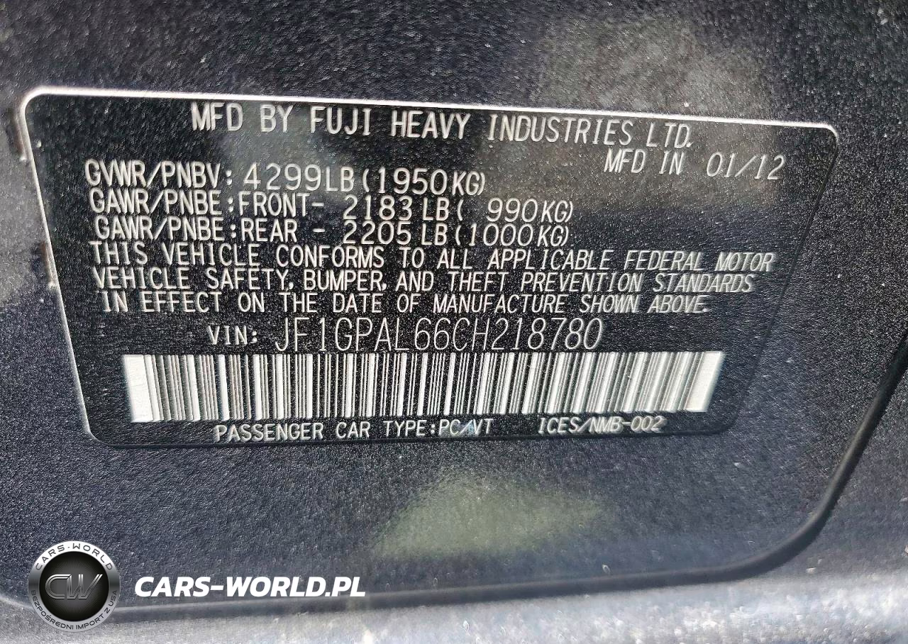 2012 Subaru Impreza Sport Premium VIN:JF1GPAL66CH218780 - 13