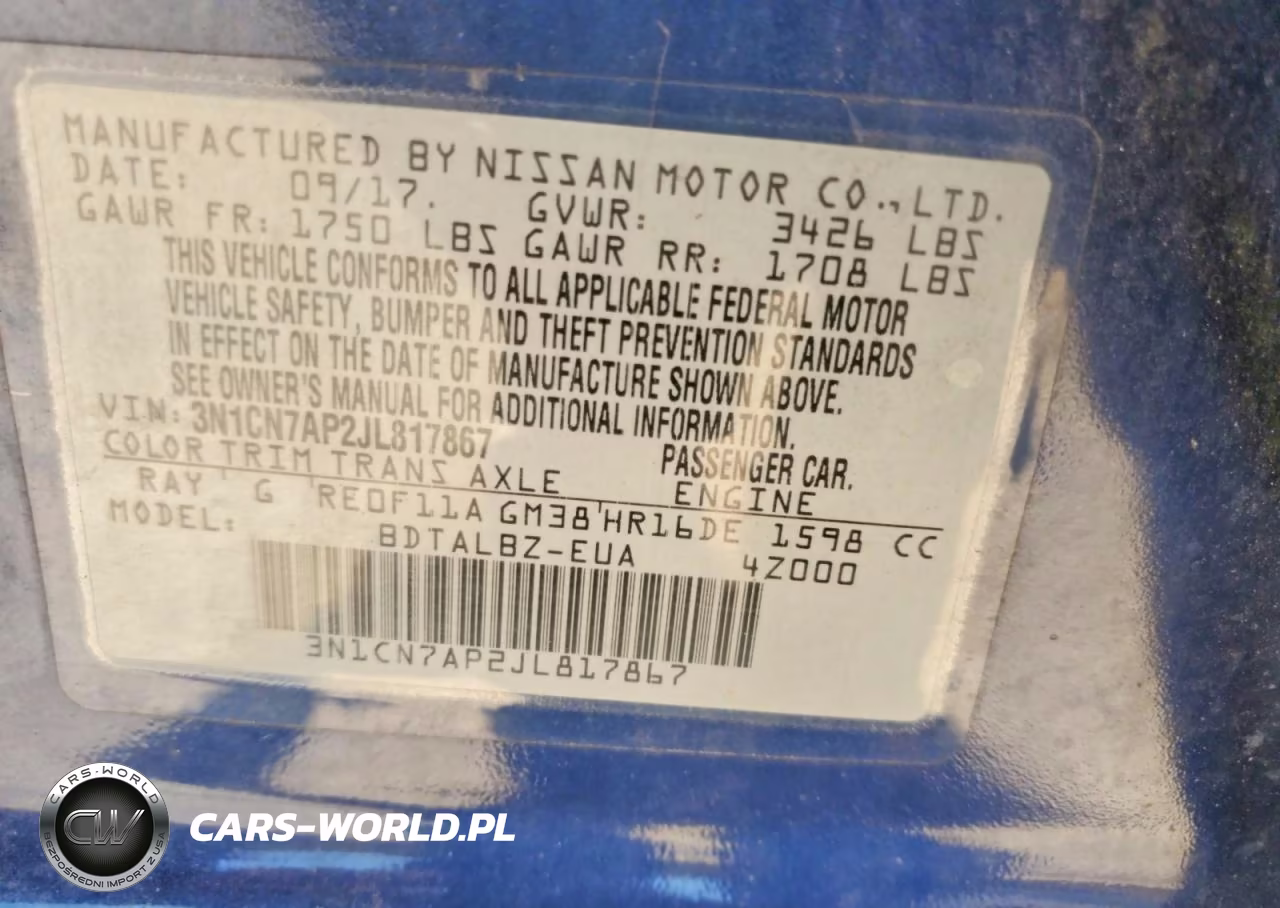 2018 Nissan Versa Sv VIN:3N1CN7AP2JL817867 - 12