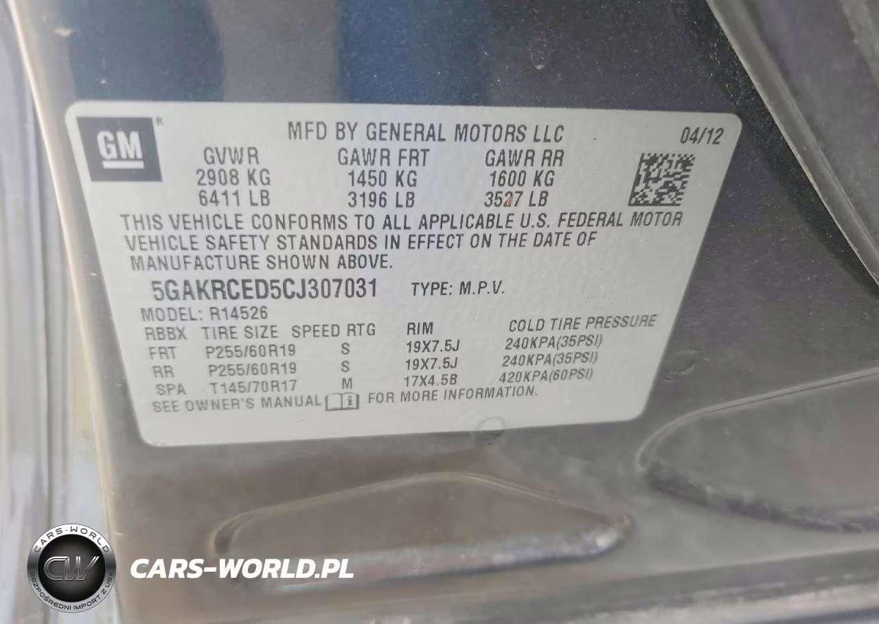 2012 Buick Enclave VIN:5GAKRCED5CJ307031 - 13
