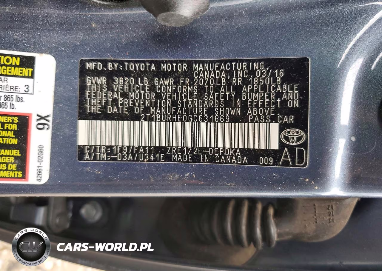 2016 Toyota Corolla L VIN:2T1BURHE0GC631669 - 13