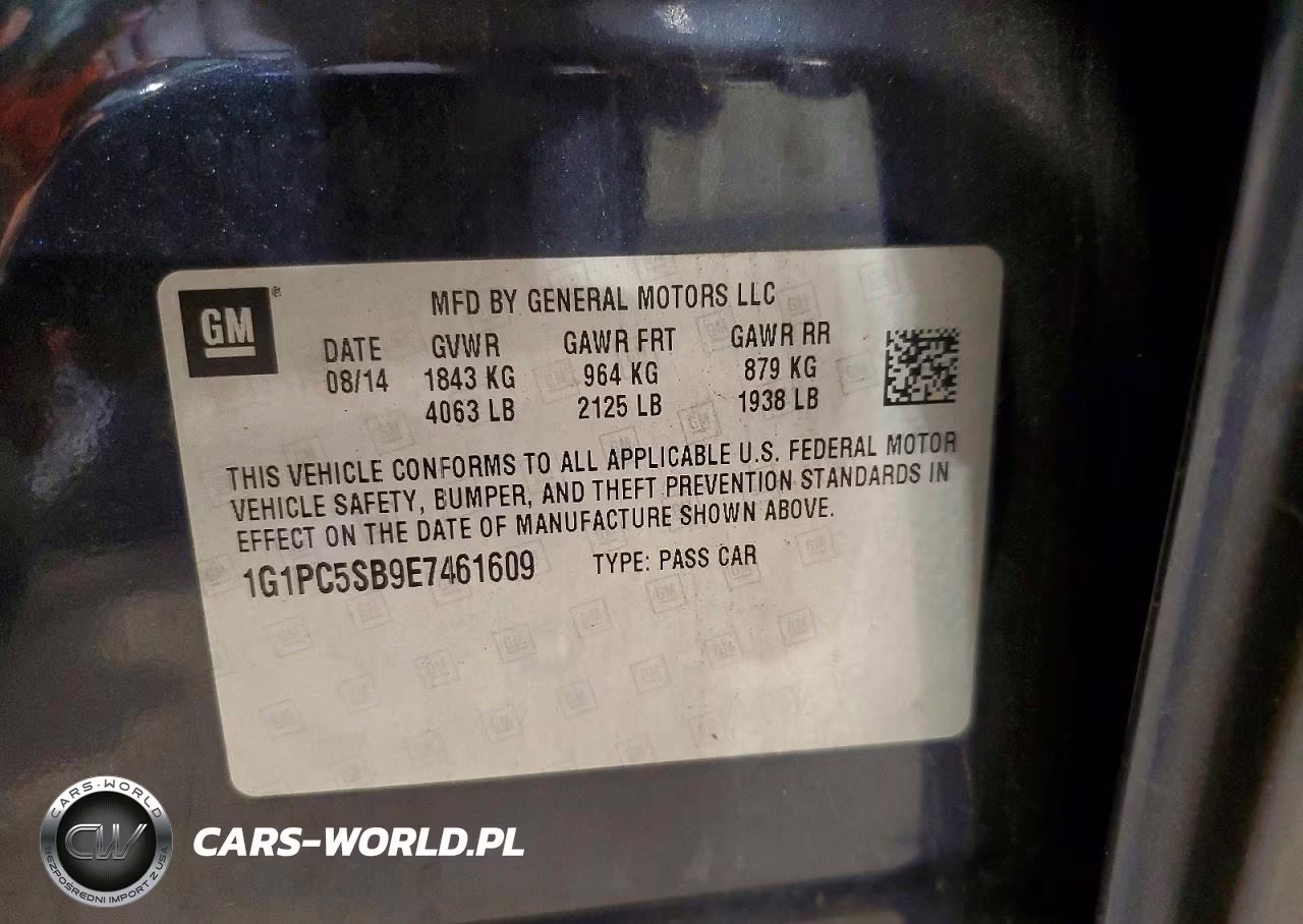2014 Chevrolet Cruze Lt VIN:1G1PC5SB9E7461609 - 12