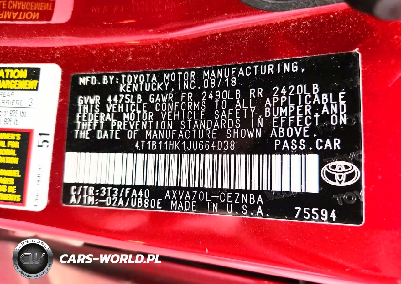 2018 Toyota Camry Le VIN:4T1B11HK1JU664038 - 12