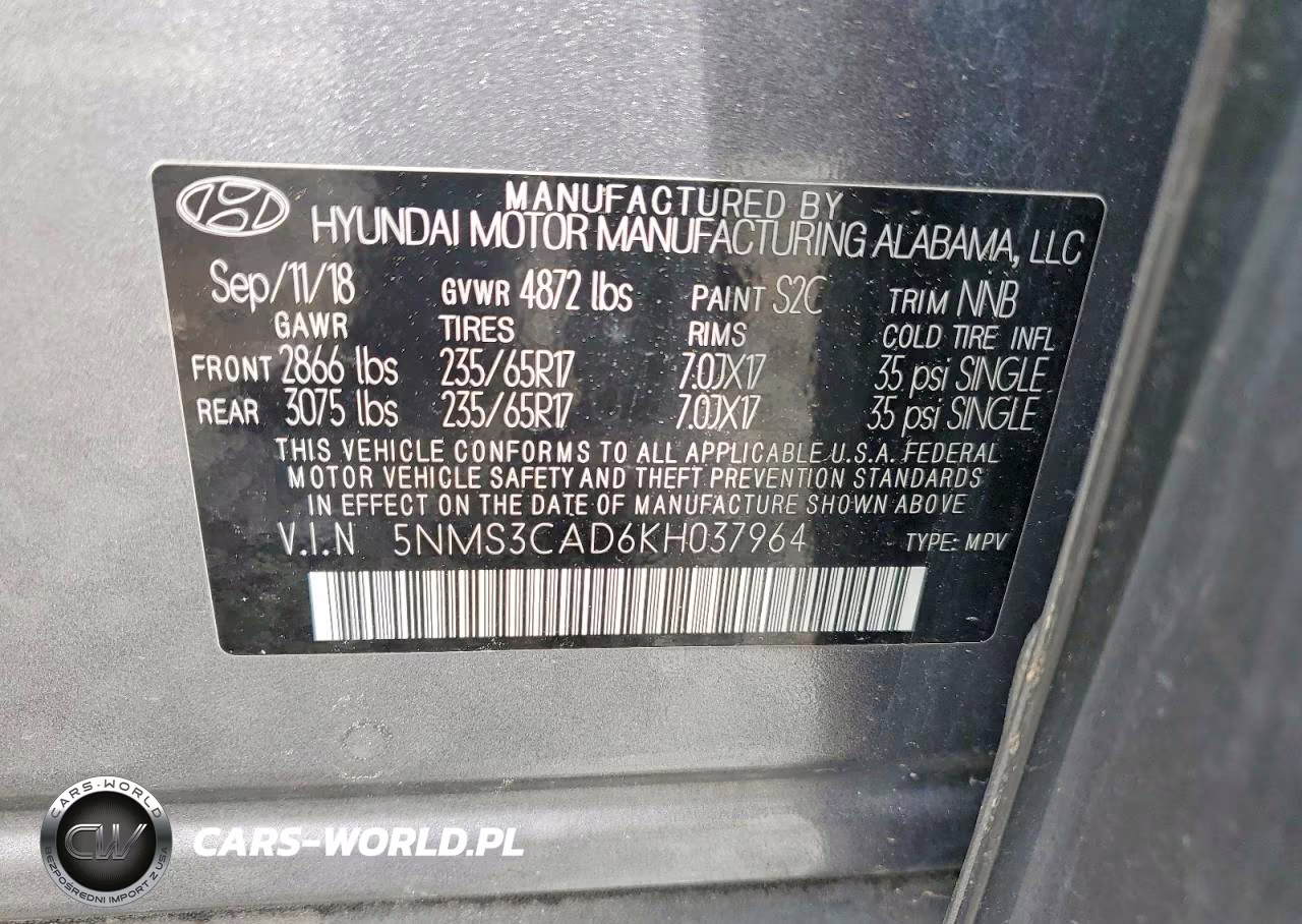 2019 Hyundai Santa Fe Sel VIN:5NMS3CAD6KH037964 - 13