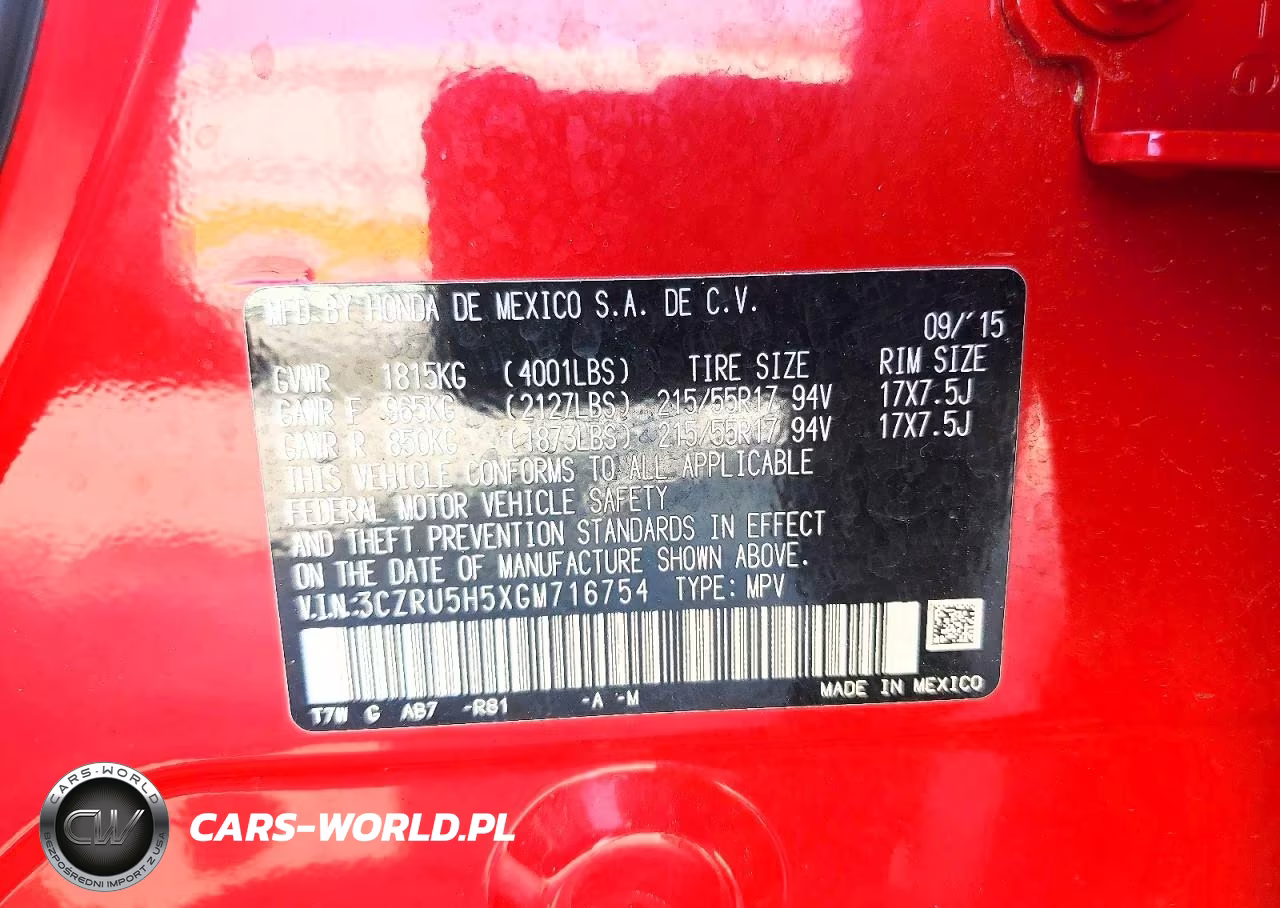 2016 Honda Hr-V Ex VIN:3CZRU5H5XGM716754 - 13
