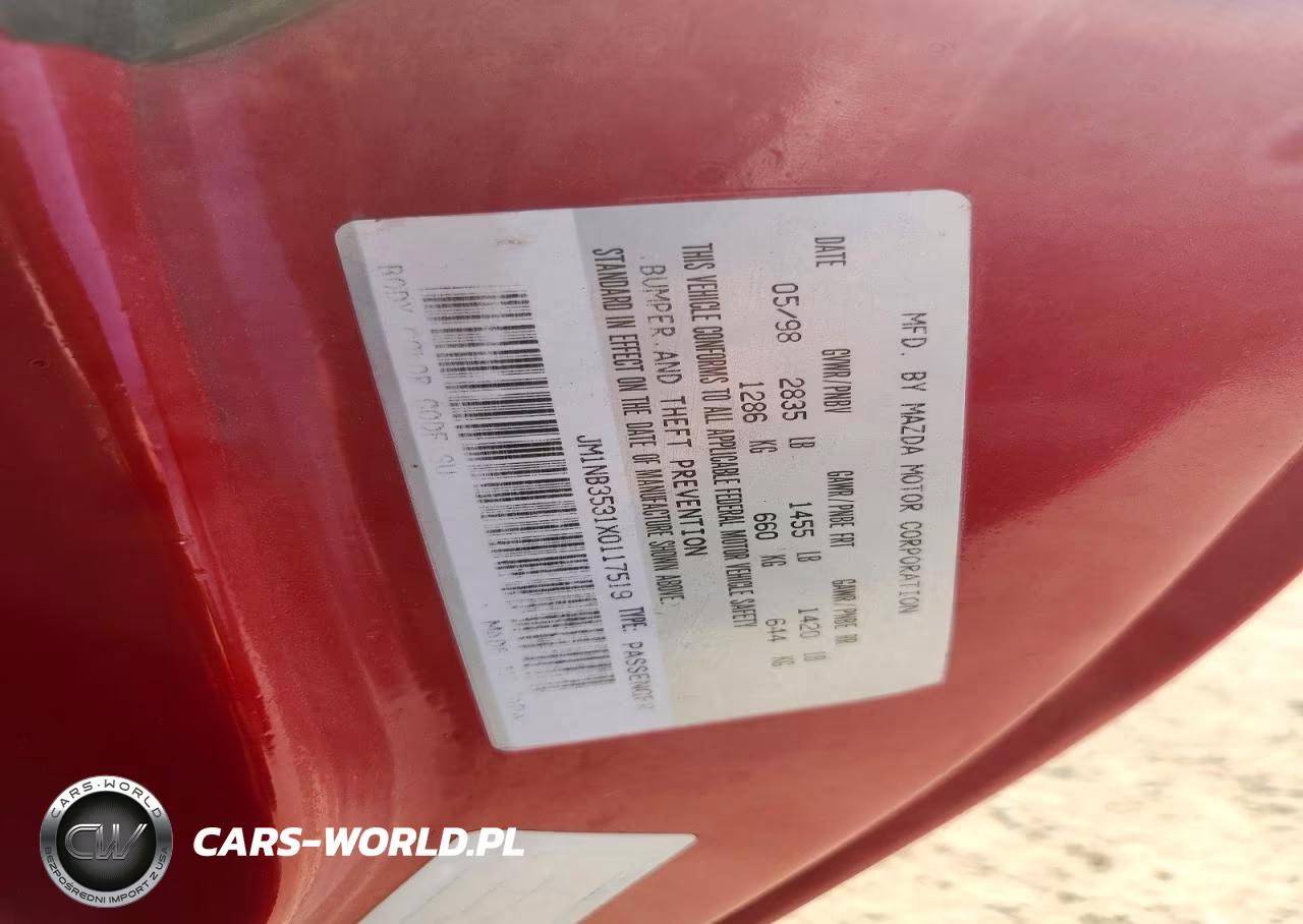 1999 Mazda Mx-5 Miata VIN:JM1NB3531X0117519 - 13