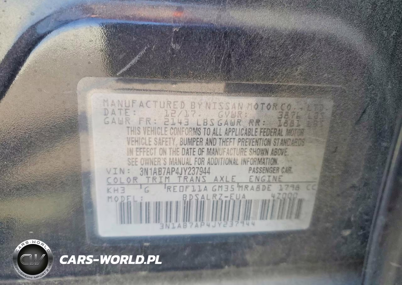 2018 Nissan Sentra Sr VIN:3N1AB7AP4JY237944 - 12