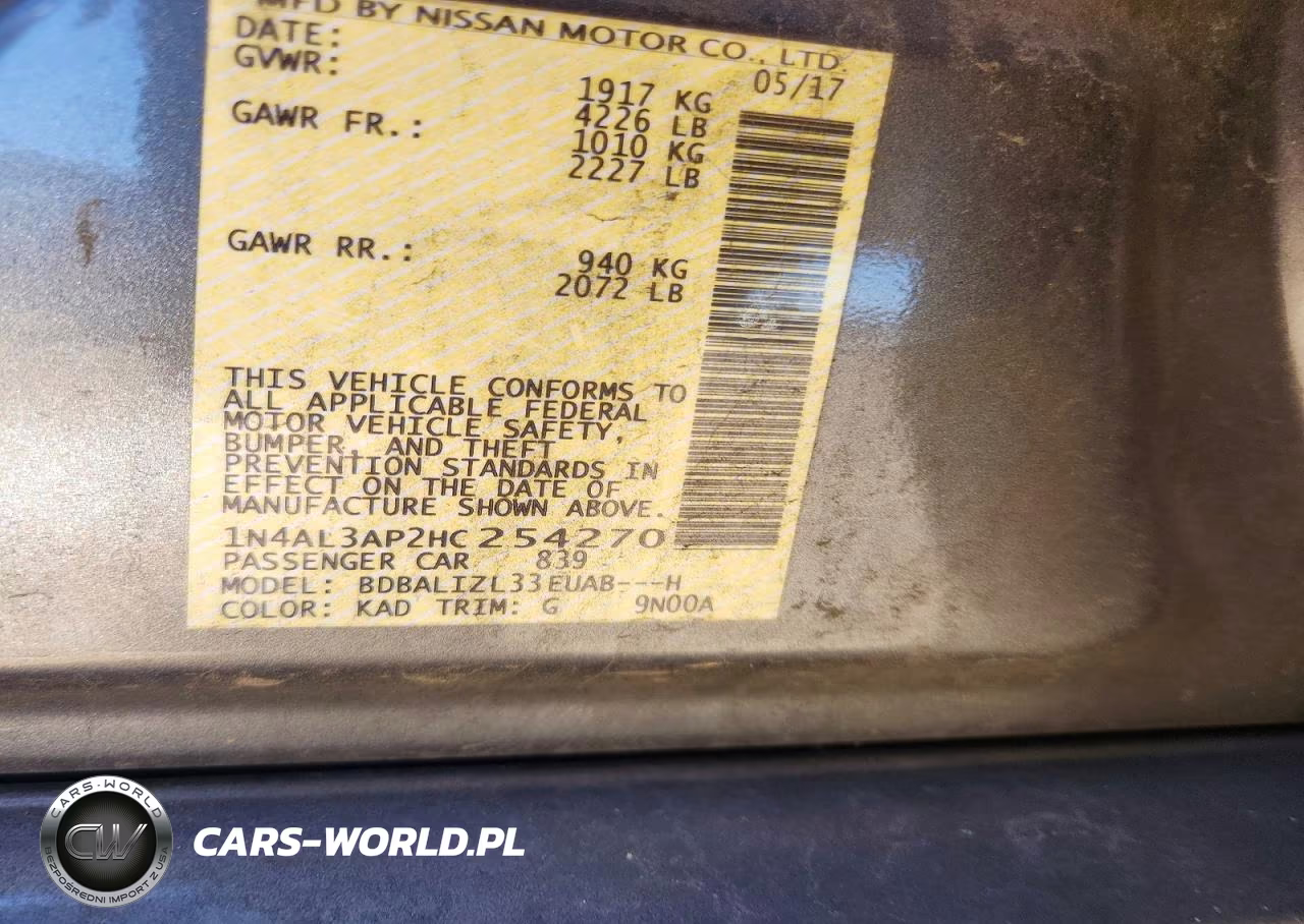 2017 Nissan Altima 2.5 Sv VIN:1N4AL3AP2HC254270 - 13