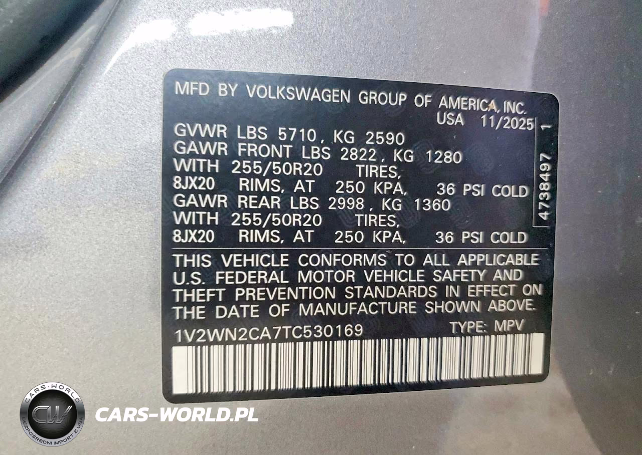 2026 Volkswagen Atlas Se VIN:1V2WN2CA7TC530169 - 12