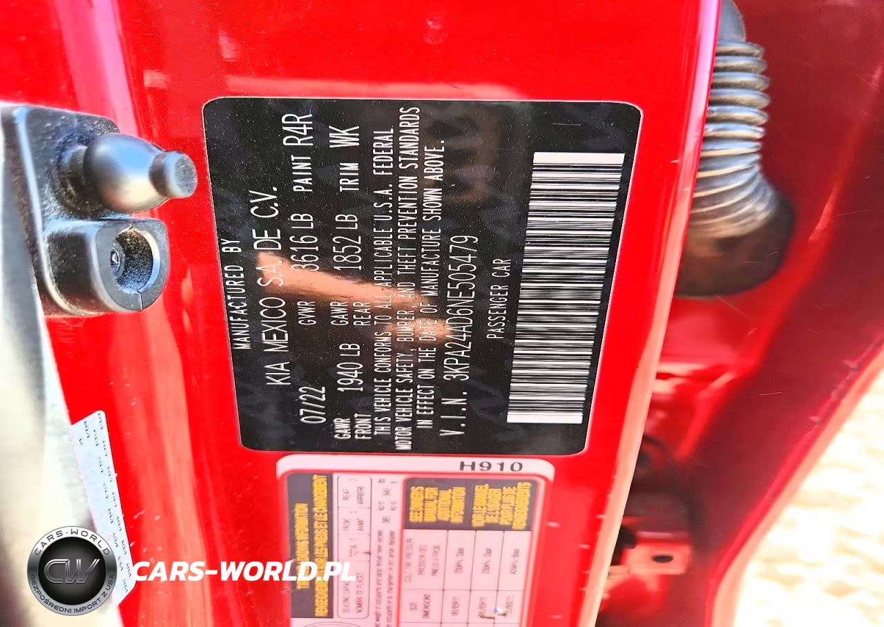 2022 Kia Rio S VIN:3KPA24AD6NE505479 - 13