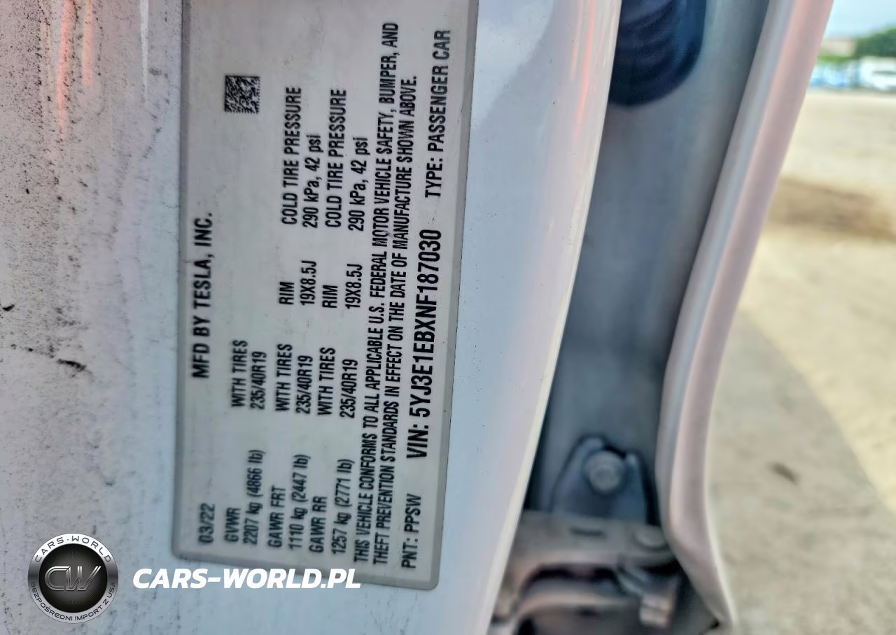 2022 Tesla Model 3 VIN:5YJ3E1EBXNF187030 - 12