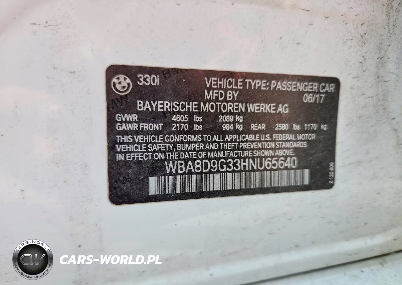 2017 BMW 330 Xi VIN:WBA8D9G33HNU65640 - 12