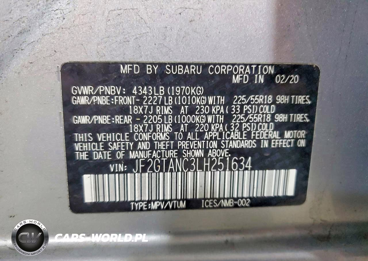 2020 Subaru Crosstrek Limited VIN:JF2GTANC3LH251634 - 13