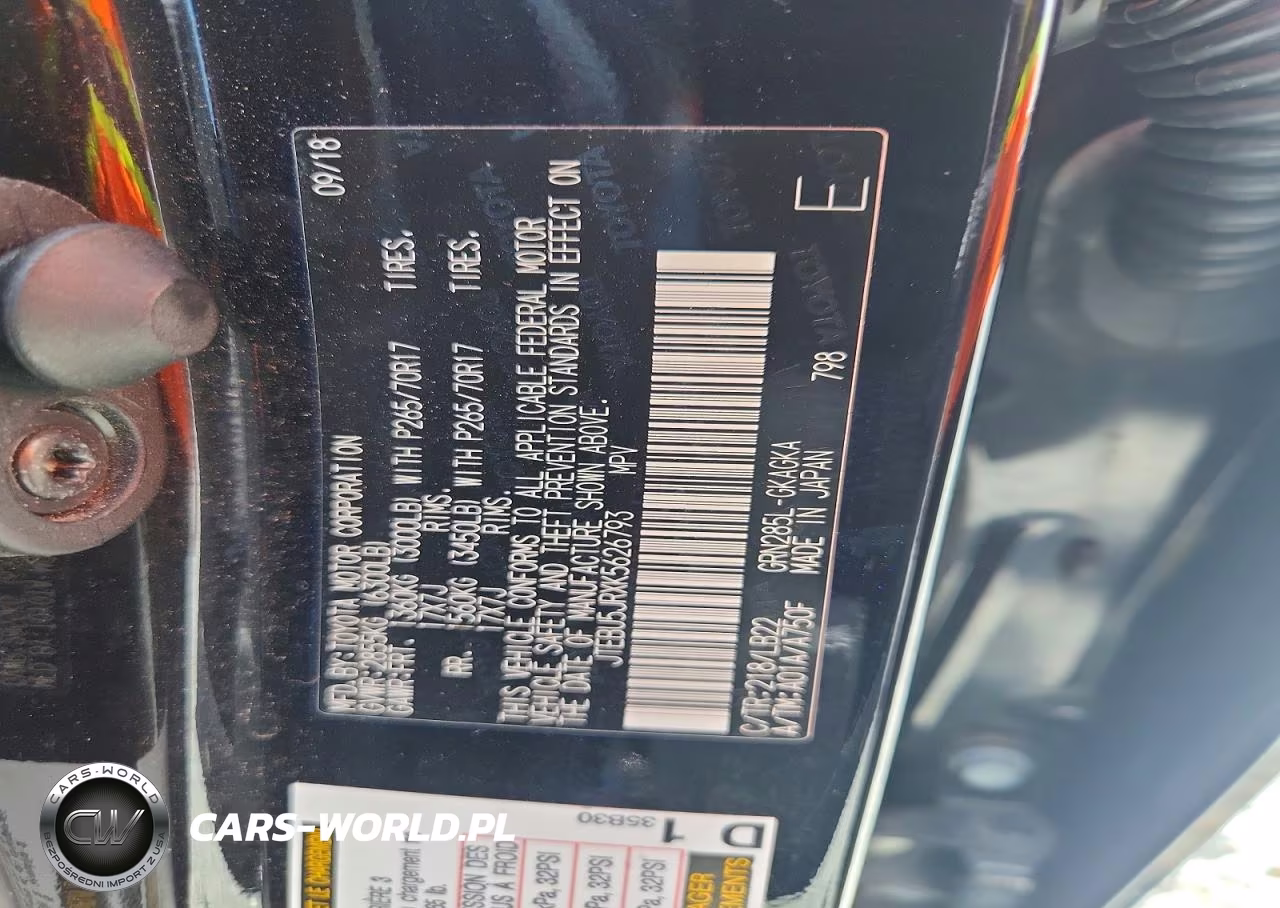 2019 Toyota 4Runner Sr5 Premium VIN:JTEBU5JRXK5626793 - 12