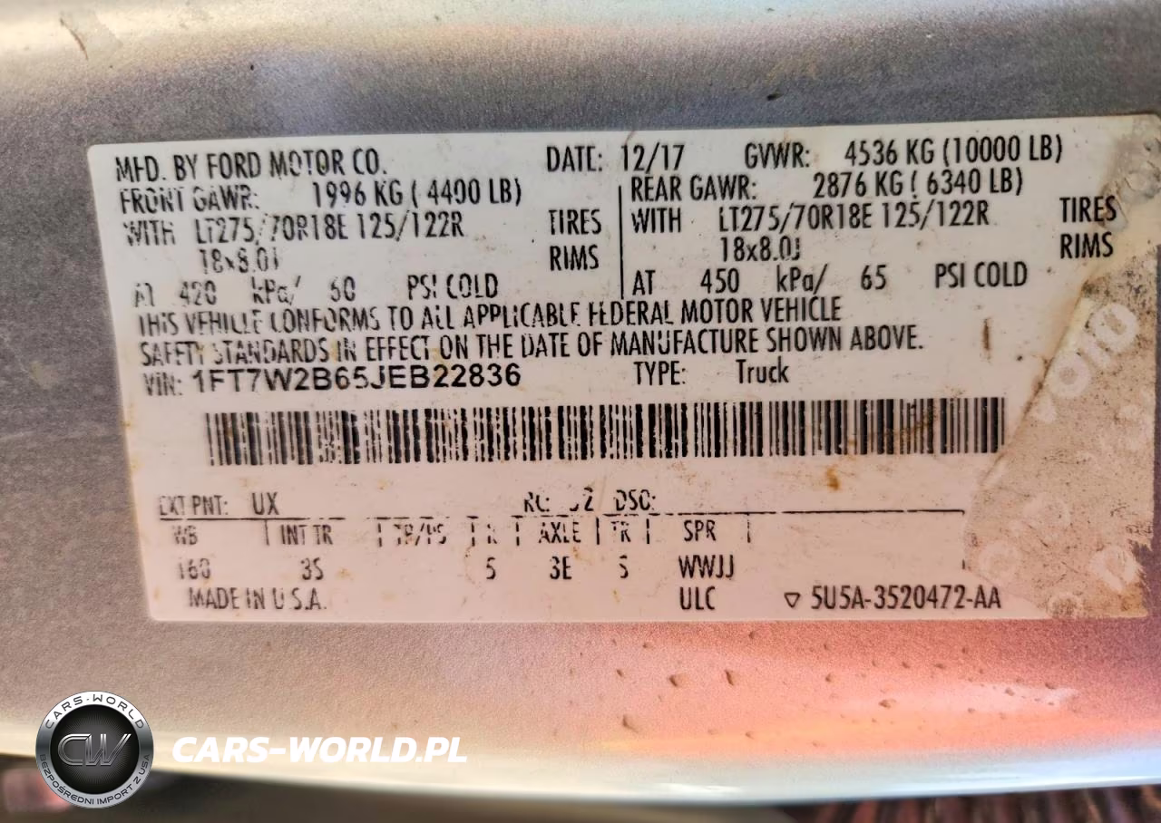 2018 Ford F250 Super Duty VIN:1FT7W2B65JEB22836 - 12