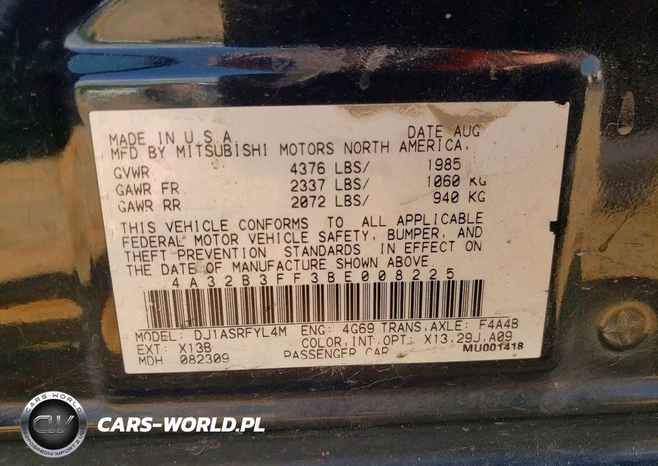 2011 Mitsubishi Galant Es VIN:4A32B3FF3BE008225 - 12