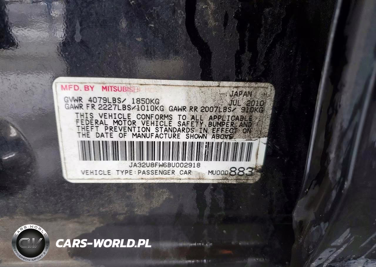 2011 Mitsubishi Lancer Gts VIN:JA32U8FW6BU002918 - 12