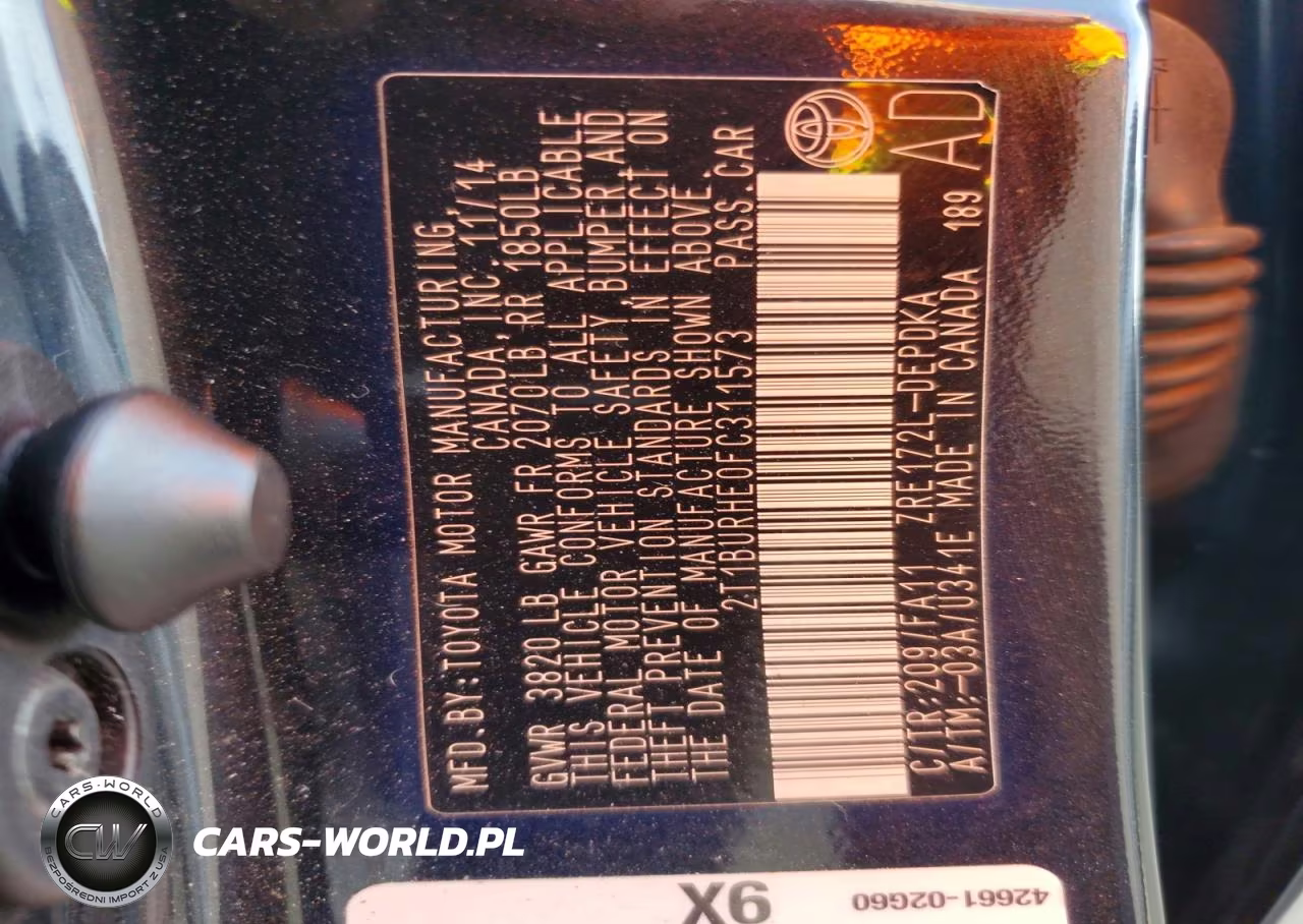 2015 Toyota Corolla L VIN:2T1BURHE0FC311573 - 12
