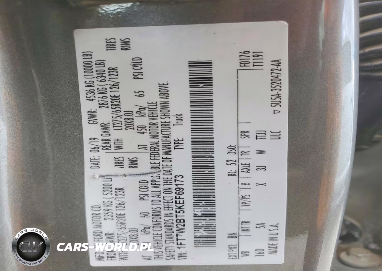 2019 Ford F250 Super Duty VIN:1FT7W2BT5KEF69173 - 12