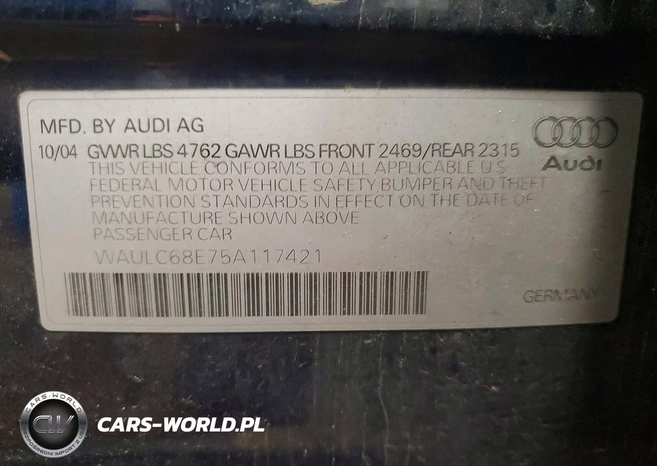 2005 Audi A4 1.8T Quattro VIN:WAULC68E75A117421 - 12