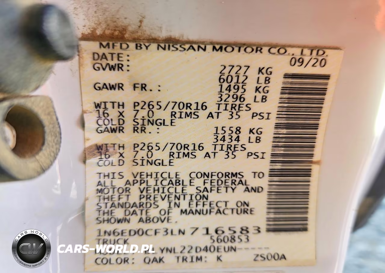 2020 Nissan Frontier Sv VIN:1N6ED0CF3LN716583 - 12