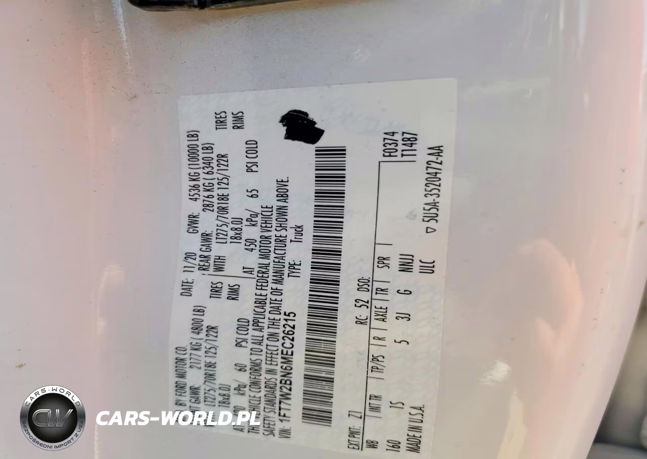 2021 Ford F250 Super Duty VIN:1FT7W2BN6MEC26215 - 12