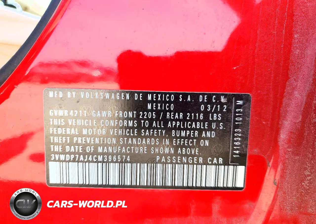 2012 Volkswagen Jetta Se VIN:3VWDP7AJ4CM396574 - 12