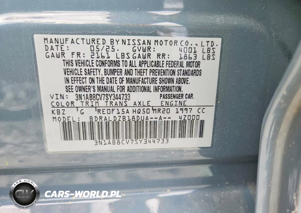 2025 Nissan Sentra Sv VIN:3N1AB8CV7SY344733 - 12