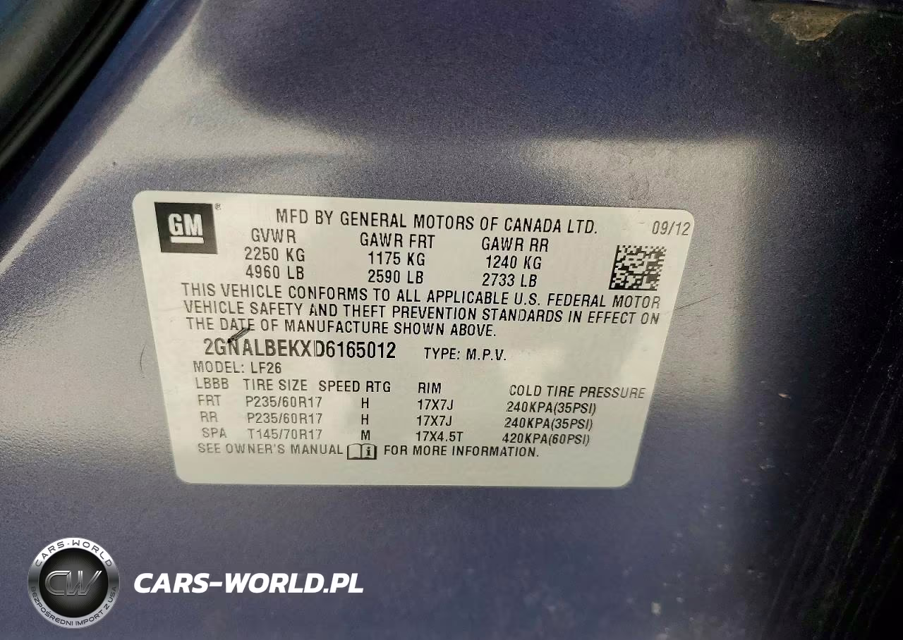 2013 Chevrolet Equinox VIN:2GNALBEKXD6165012 - 13
