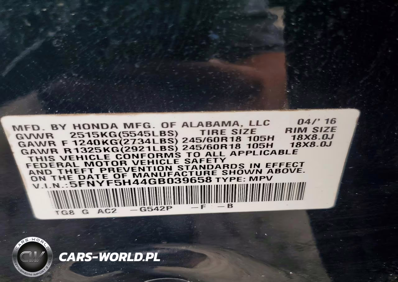 2016 Honda Pilot Ex VIN:5FNYF5H44GB039658 - 13