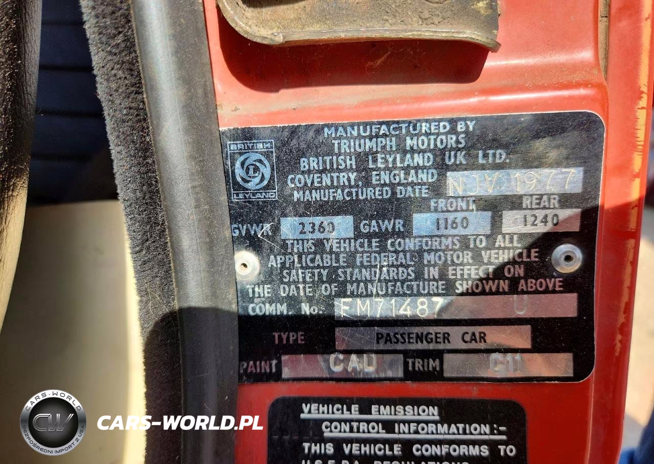 1977 Triumph Car Spitfire VIN:FM71487U - 12