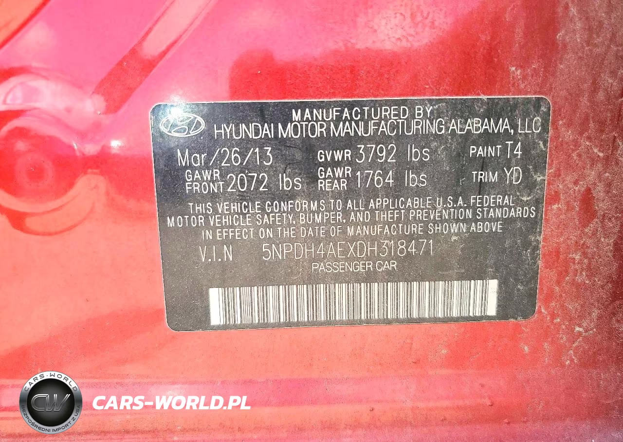 2013 Hyundai Elantra Gls VIN:5NPDH4AEXDH318471 - 12