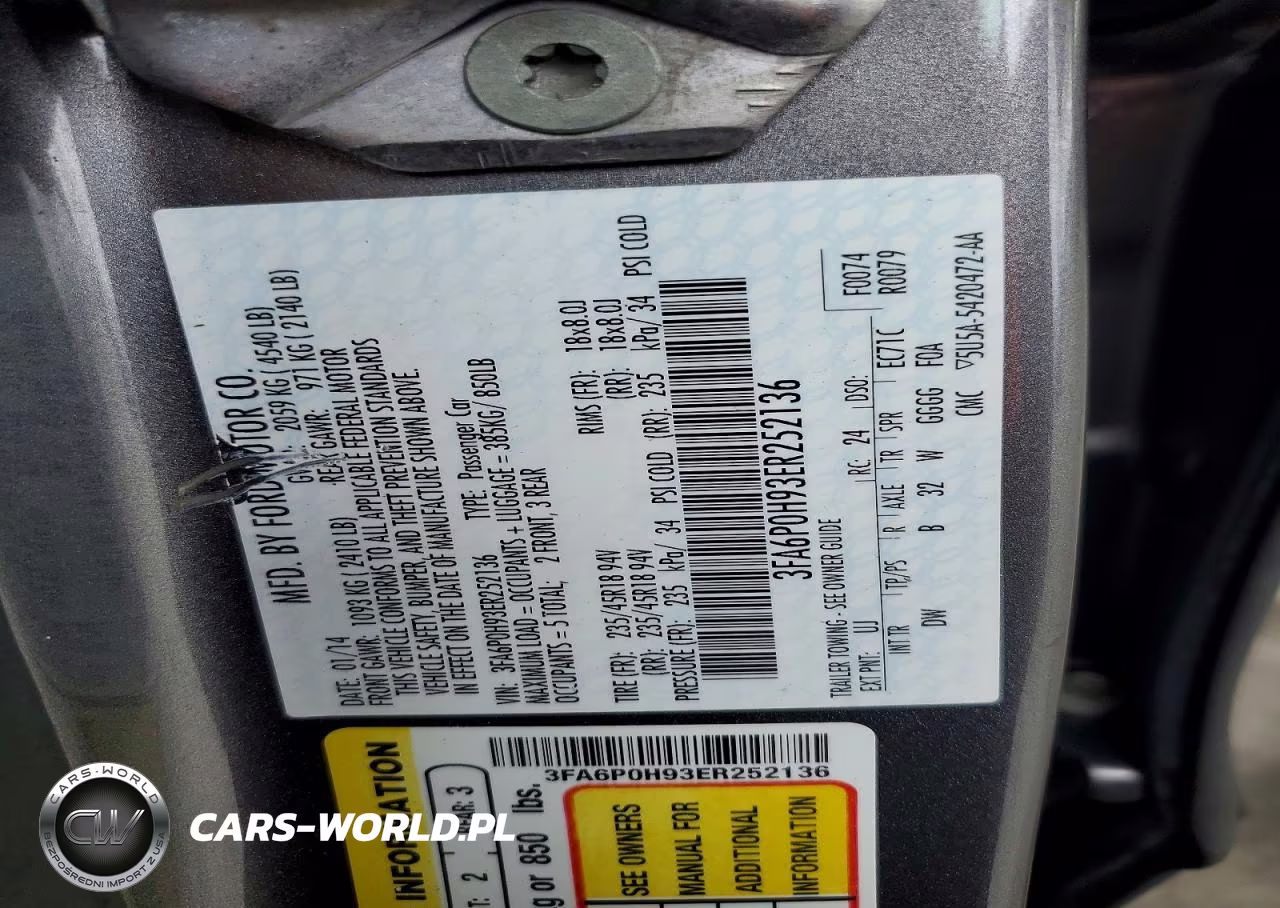 2014 Ford Fusion VIN:3FA6P0H93ER252136 - 12