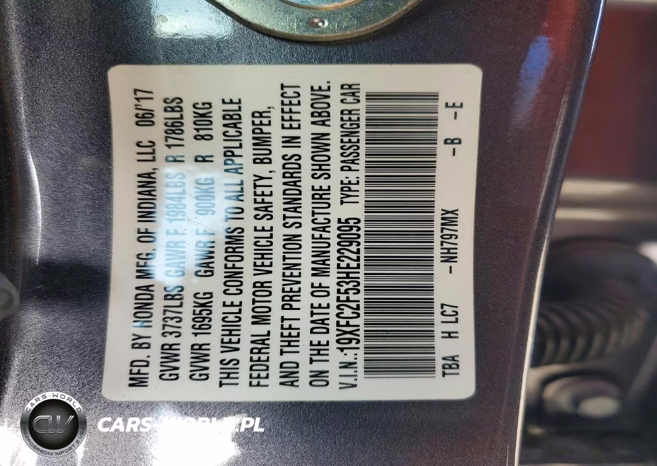 2017 Honda Civic Lx VIN:19XFC2F53HE229095 - 14