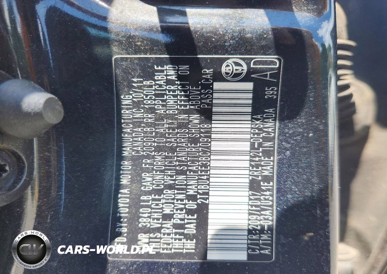 2011 Toyota Corolla VIN:2T1BU4EE3BC709118 - 12
