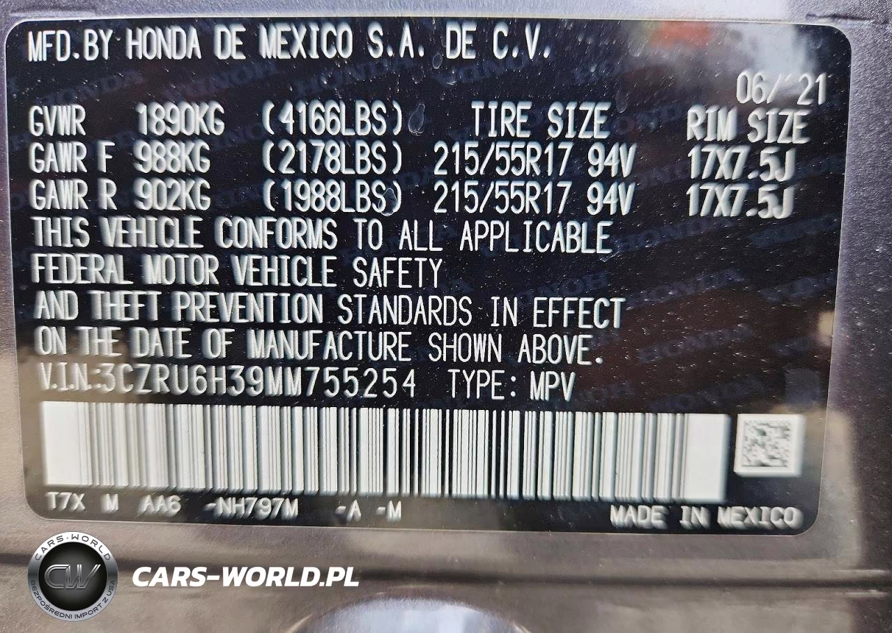 2021 Honda Hr-V Lx VIN:3CZRU6H39MM755254 - 13