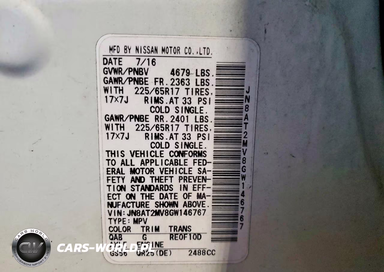 2016 Nissan Rogue Sv VIN:JN8AT2MV8GW146767 - 14