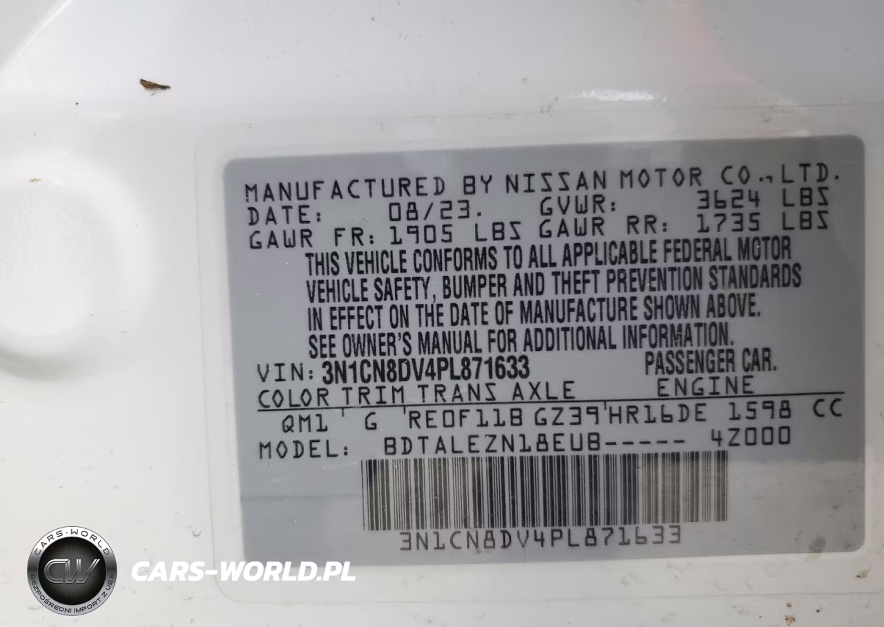 2023 Nissan Versa S VIN:3N1CN8DV4PL871633 - 12