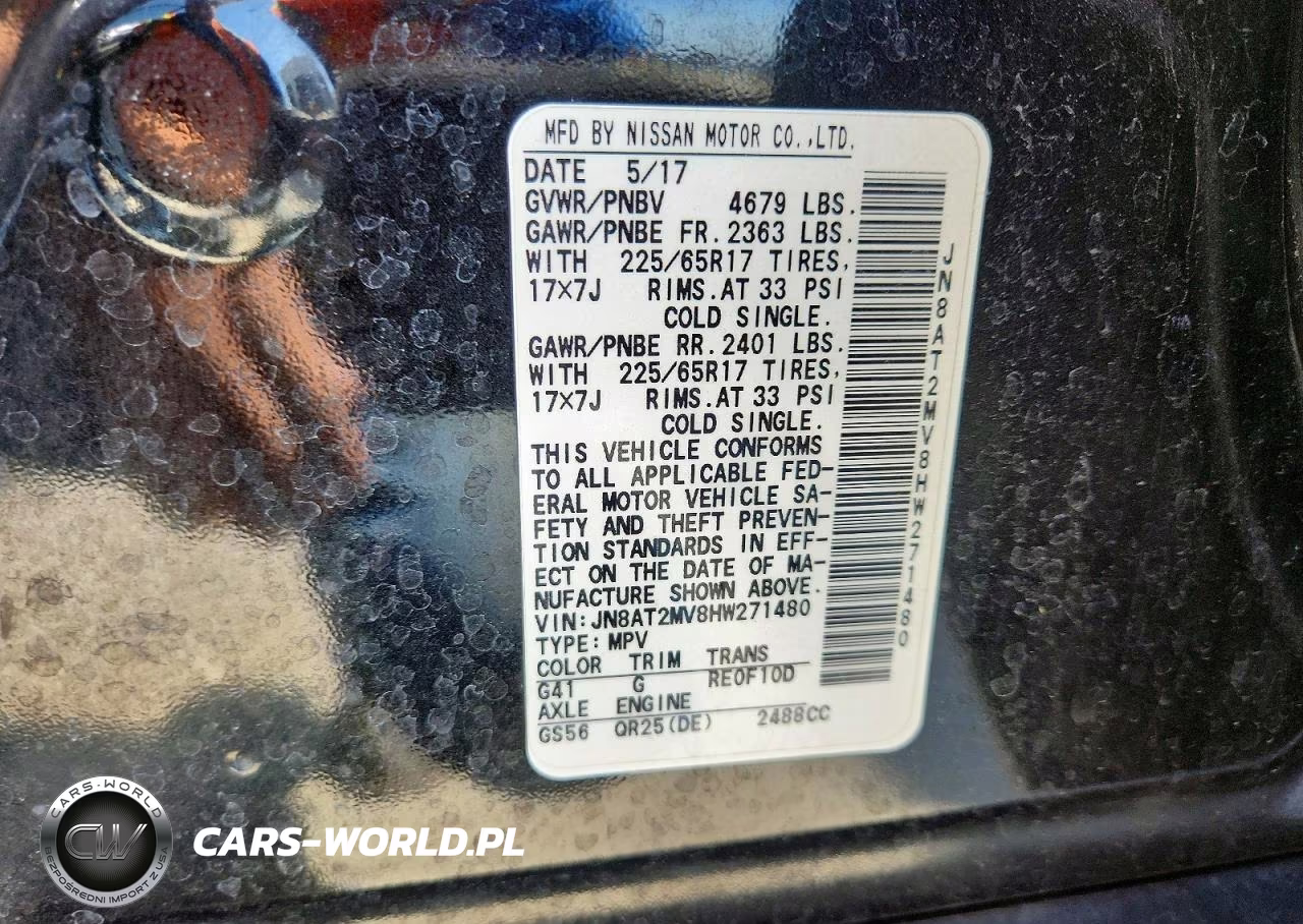 2017 Nissan Rogue Sv VIN:JN8AT2MV8HW271480 - 13