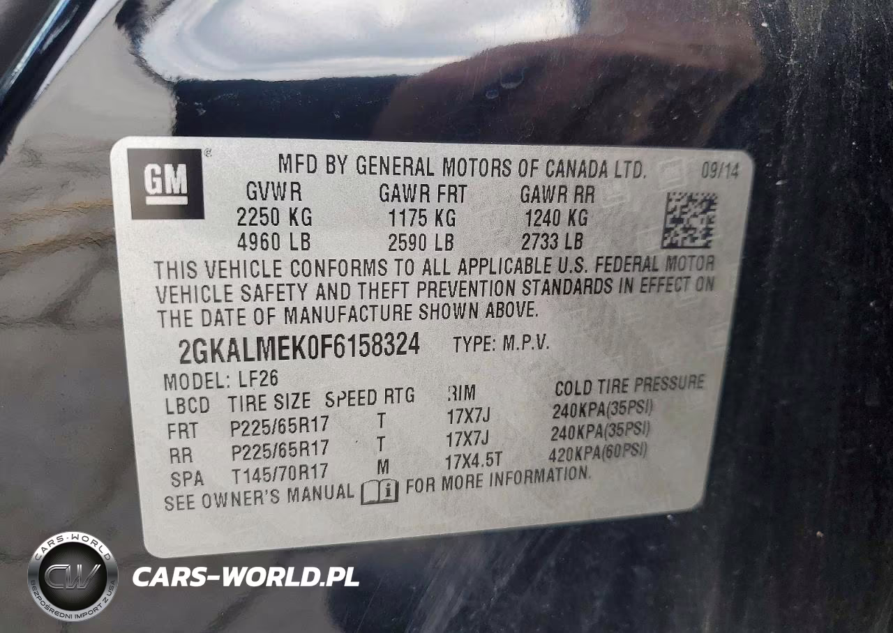 2015 GMC Terrain Sle VIN:2GKALMEK0F6158324 - 14